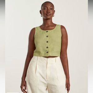 Everlane Linen Button-Front Crop